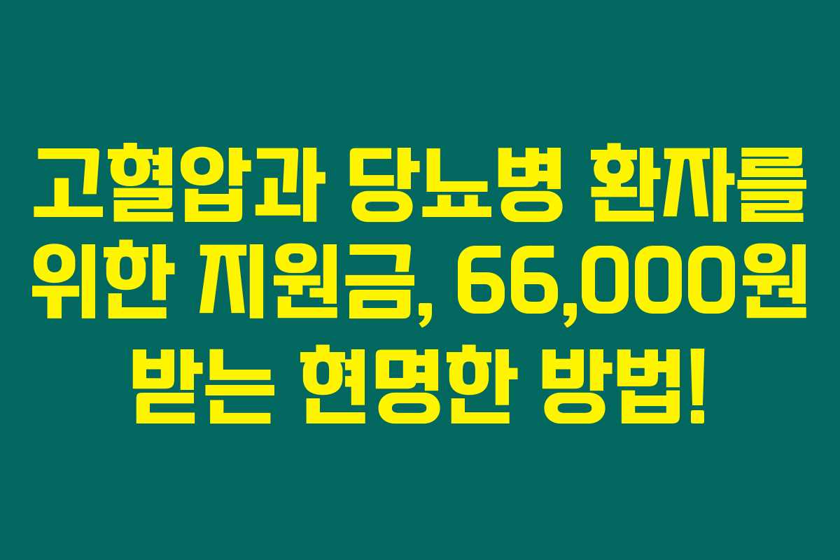 고혈압과 당뇨병 환자를 위한 지원금, 66,000원 받는 현명한 방법!