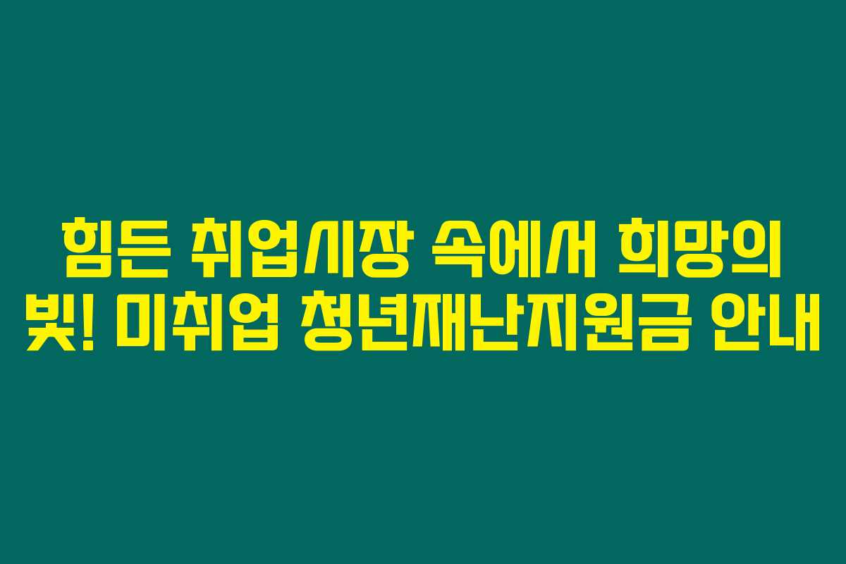 힘든 취업시장 속에서 희망의 빛! 미취업 청년재난지원금 안내