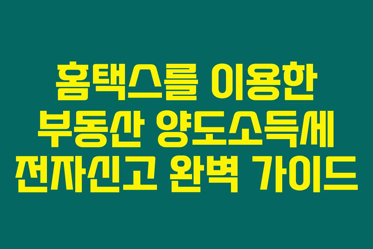 홈택스를 이용한 부동산 양도소득세 전자신고 완벽 가이드