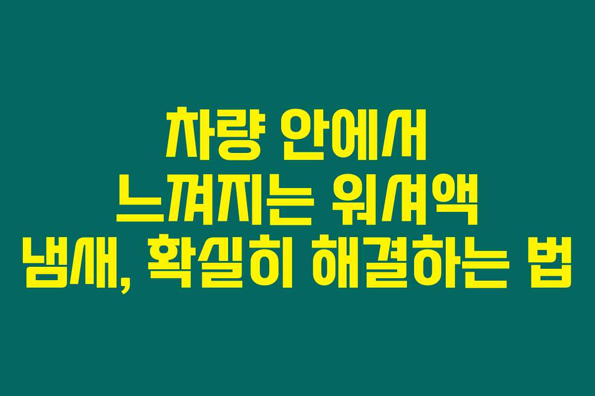 차량 안에서 느껴지는 워셔액 냄새, 확실히 해결하는 법
