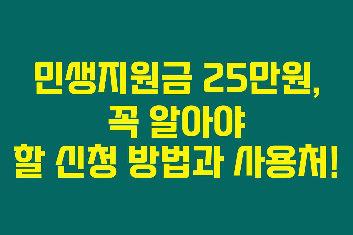 민생지원금 25만원, 꼭 알아야 할 신청 방법과 사용처!