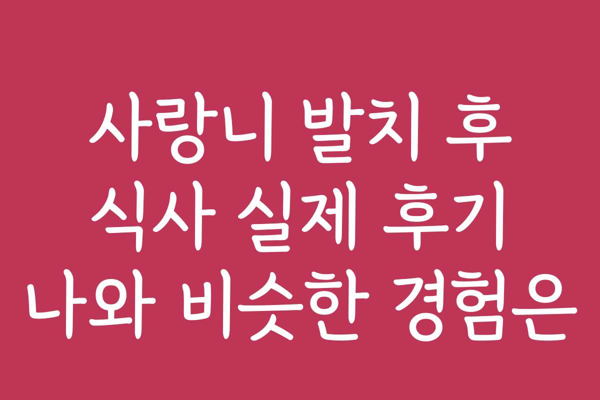 사랑니 발치 후 식사 실제 후기 나와 비슷한 경험은