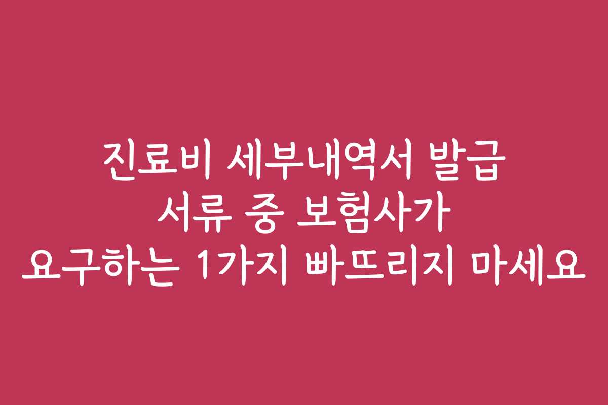 진료비 세부내역서 발급 서류 중 보험사가 요구하는 1가지 빠뜨리지 마세요