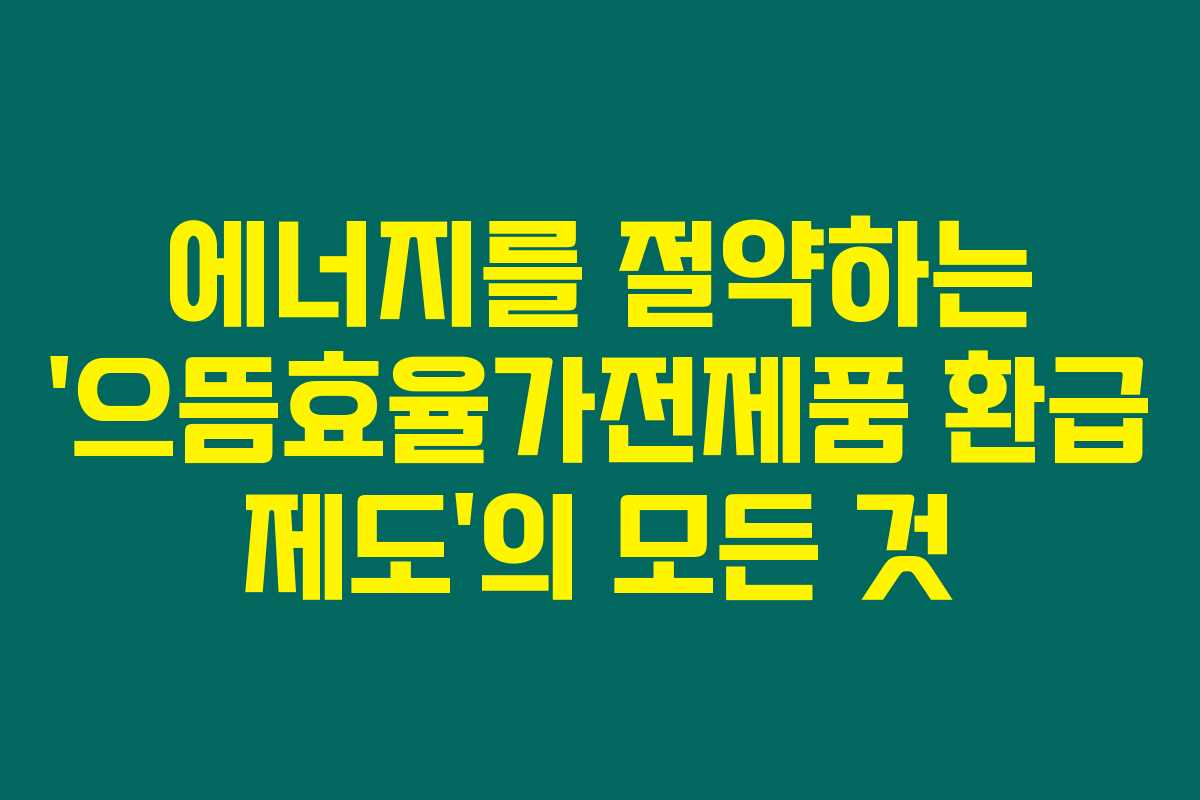 에너지를 절약하는 ‘으뜸효율가전제품 환급 제도’의 모든 것