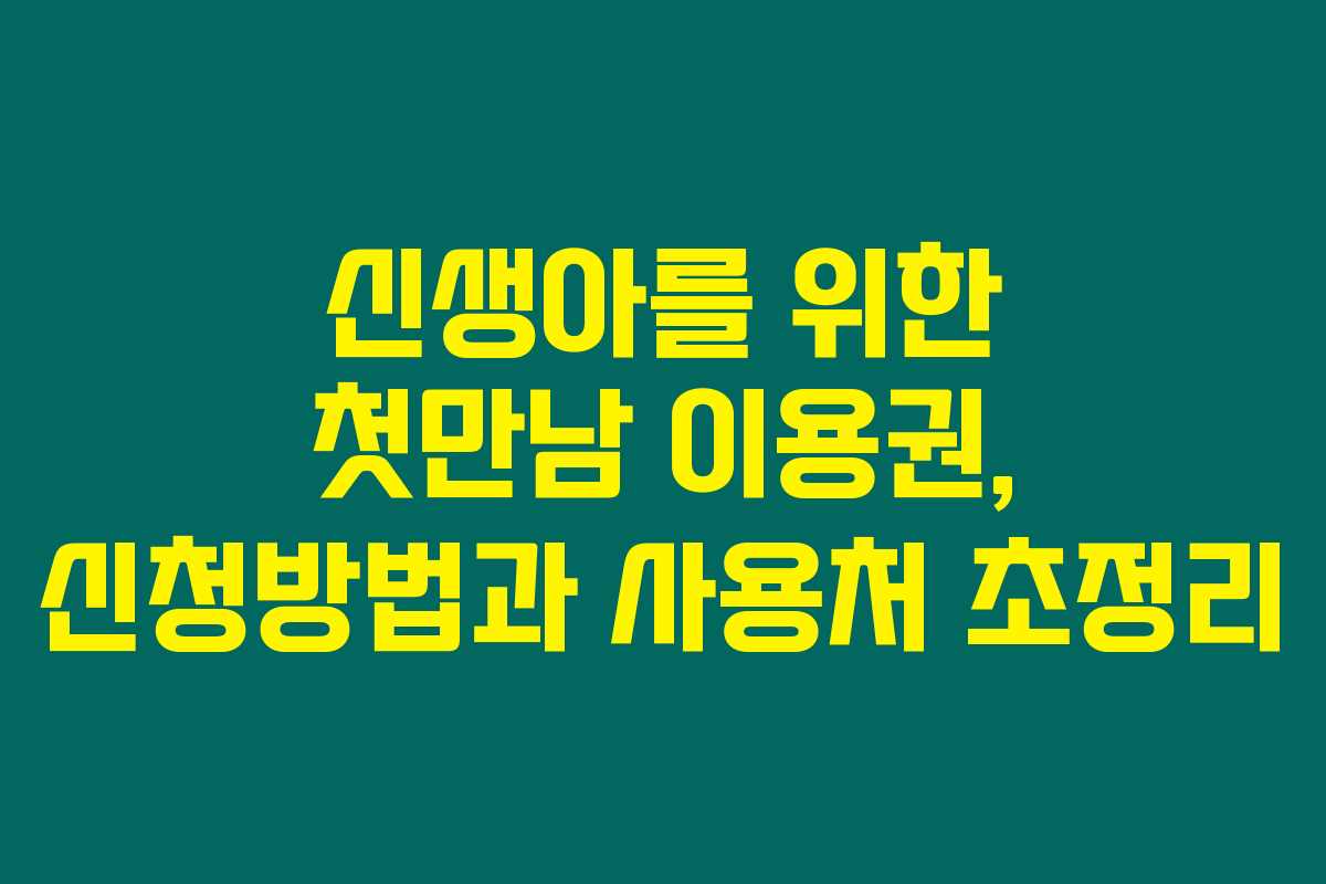 신생아를 위한 첫만남 이용권, 신청방법과 사용처 초정리