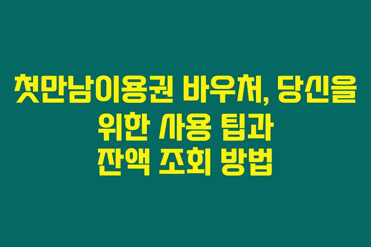 첫만남이용권 바우처, 당신을 위한 사용 팁과 잔액 조회 방법
