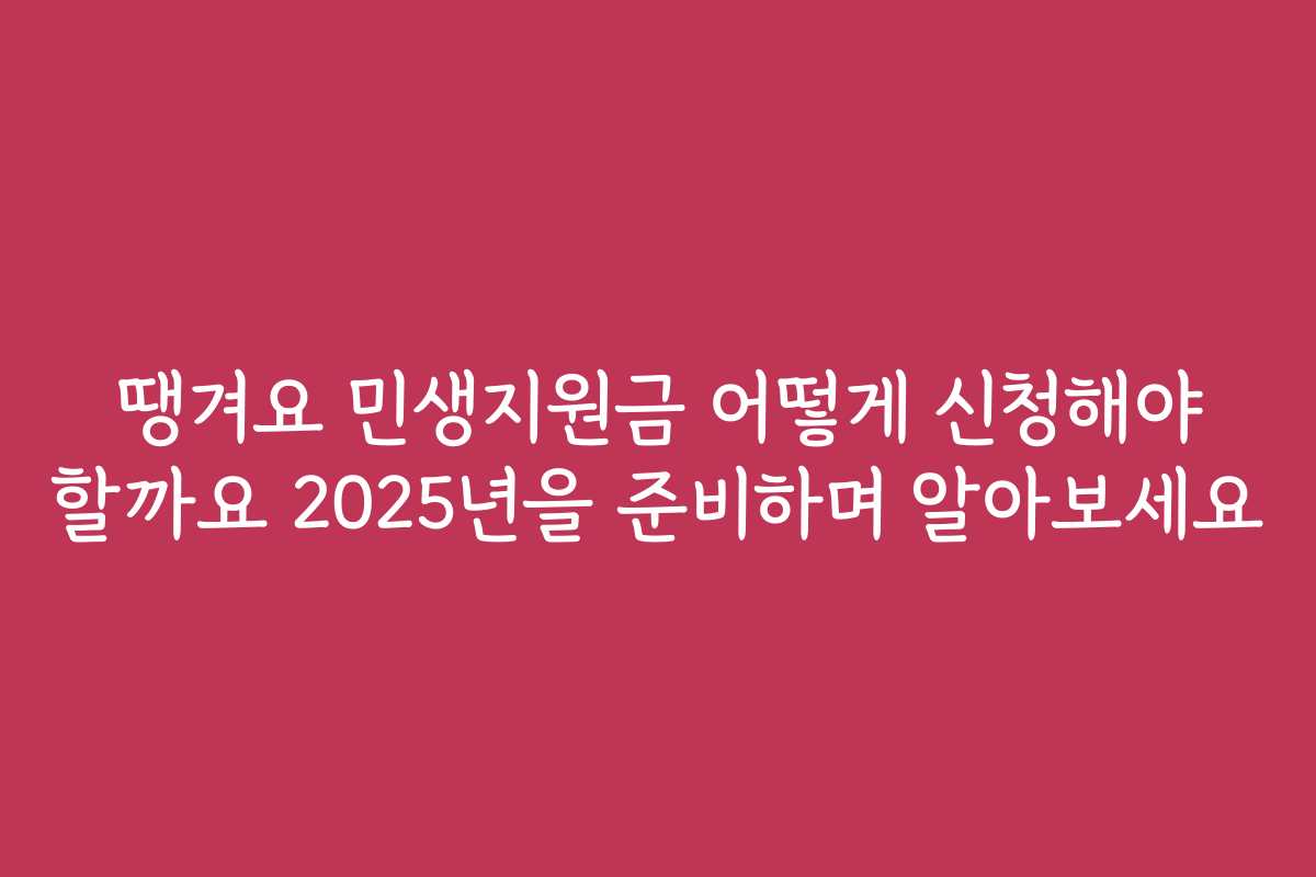 땡겨요 민생지원금 어떻게 신청해야 할까요 2025년을 준비하며 알아보세요