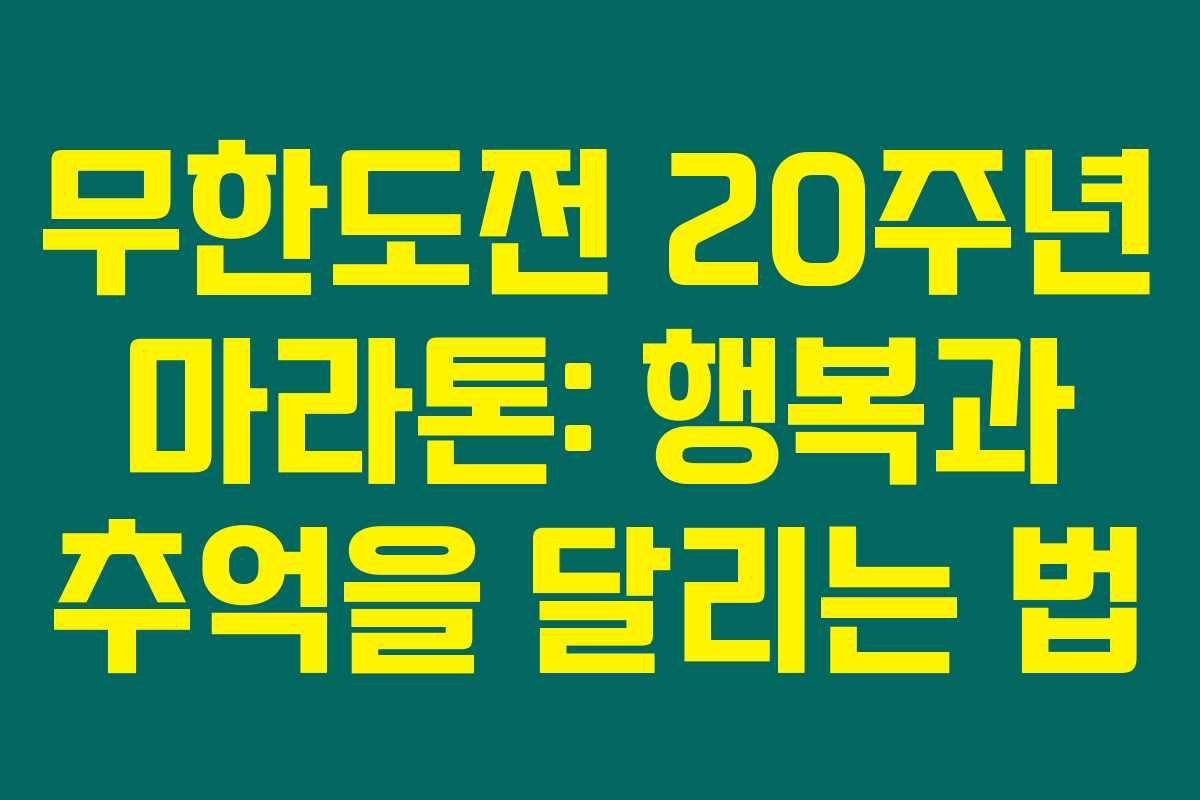 무한도전 20주년 마라톤: 행복과 추억을 달리는 법