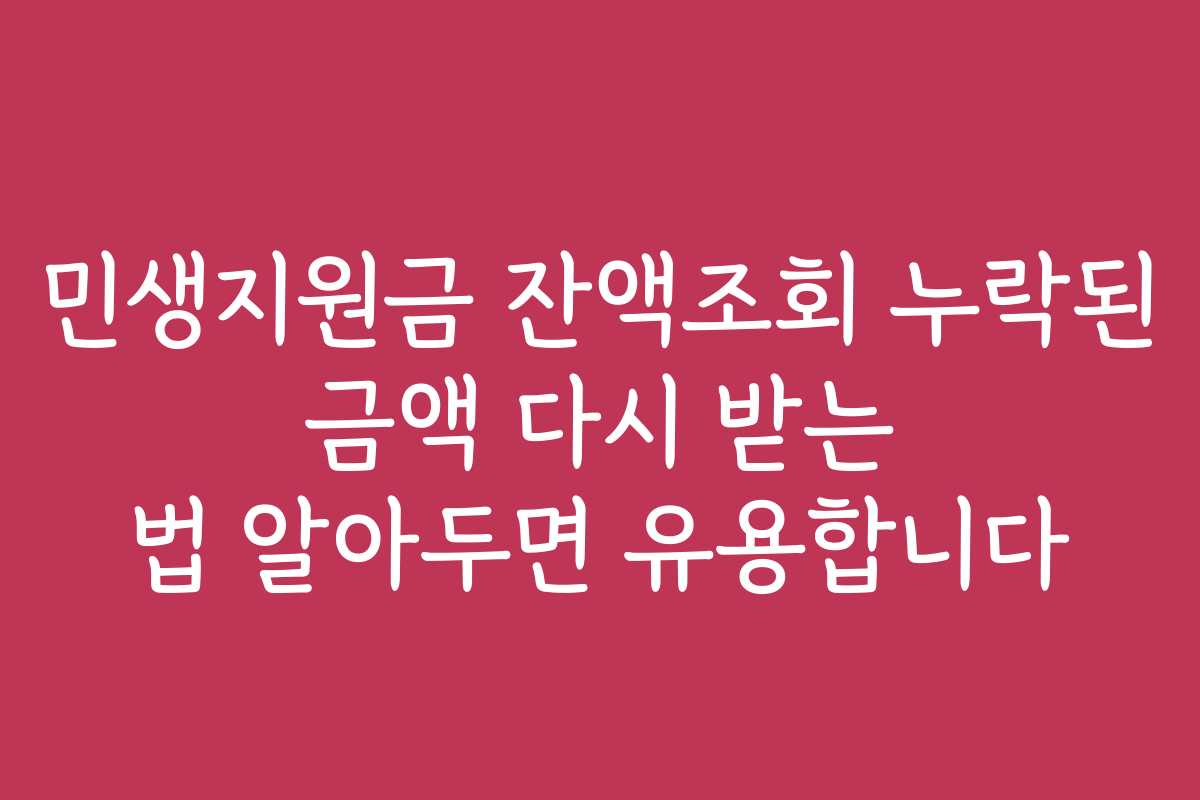 민생지원금 잔액조회 누락된 금액 다시 받는 법 알아두면 유용합니다