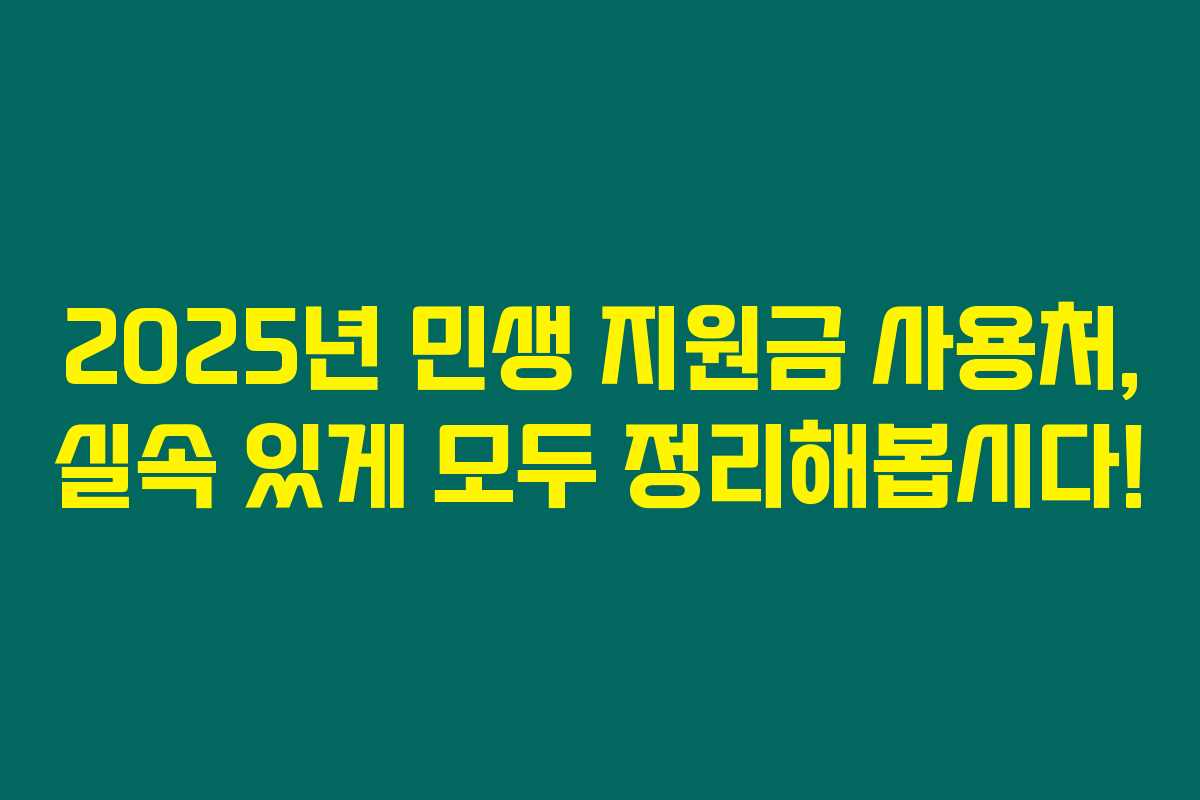 2025년 민생 지원금 사용처, 실속 있게 모두 정리해봅시다!