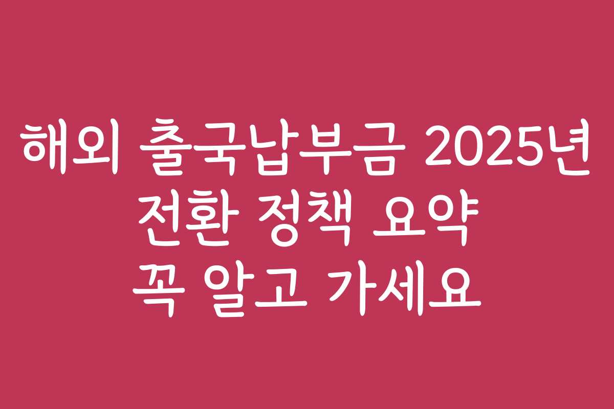 해외 출국납부금 2025년 전환 정책 요약 꼭 알고 가세요