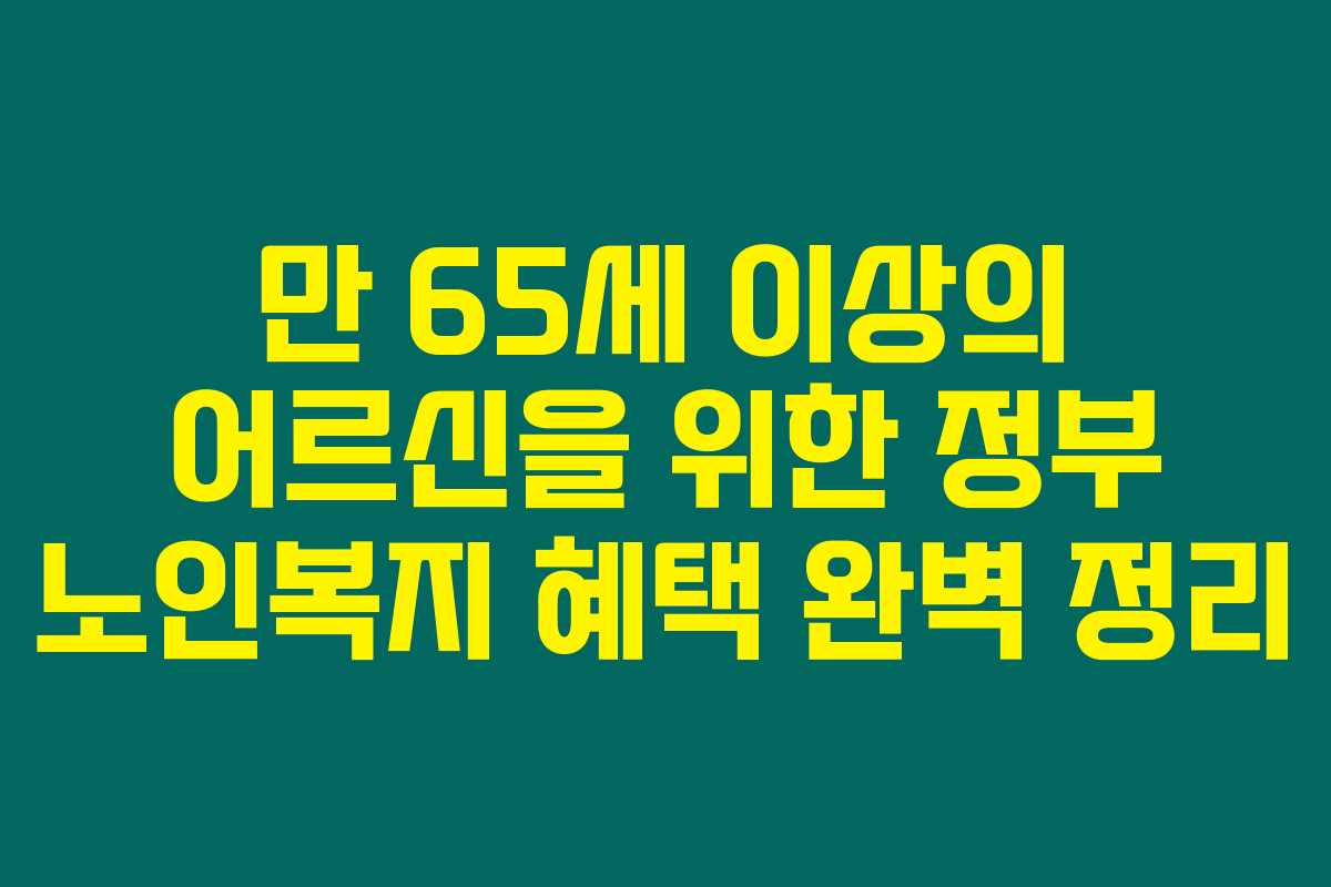 만 65세 이상의 어르신을 위한 정부 노인복지 혜택 완벽 정리
