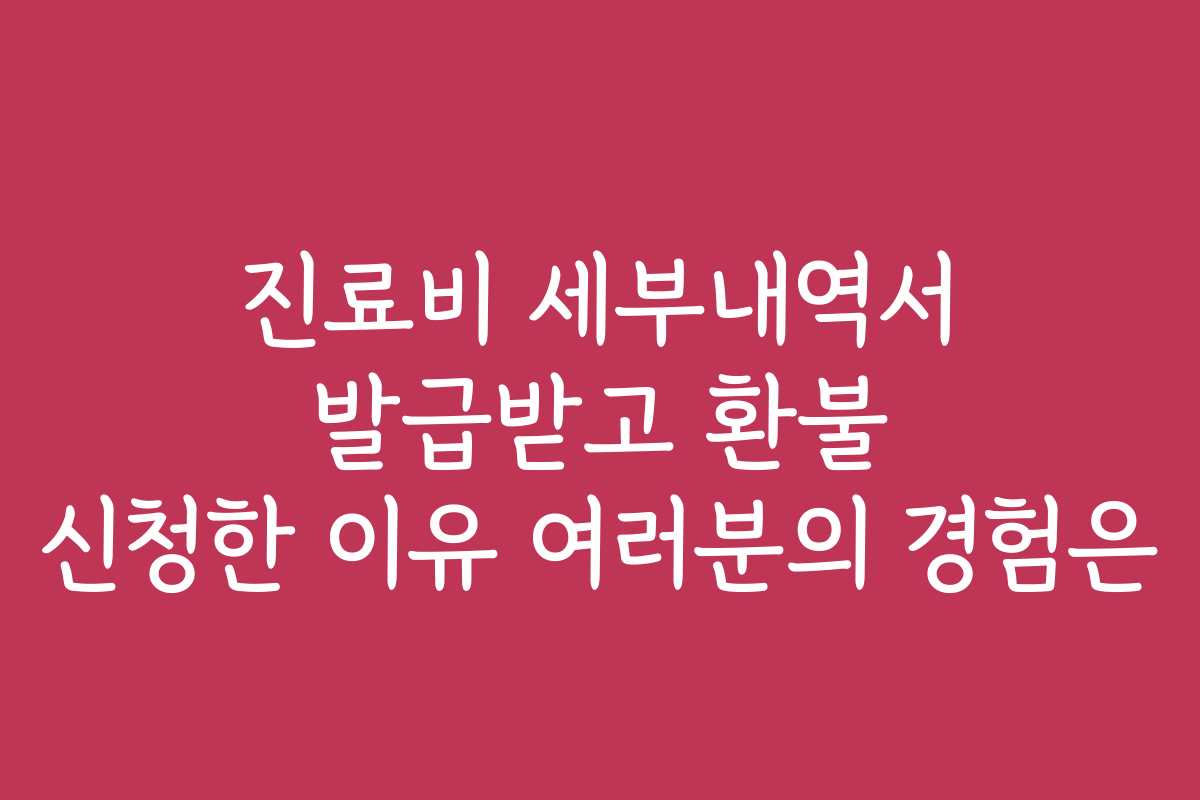 진료비 세부내역서 발급받고 환불 신청한 이유 여러분의 경험은