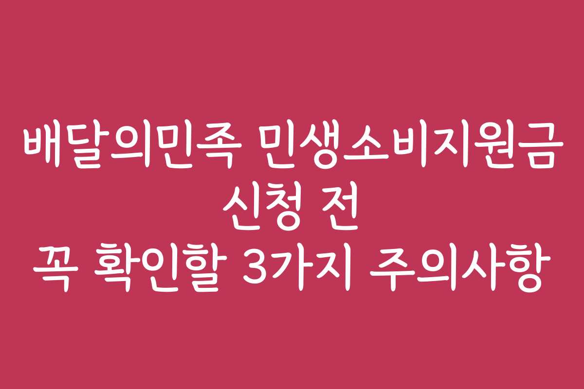 배달의민족 민생소비지원금 신청 전 꼭 확인할 3가지 주의사항
