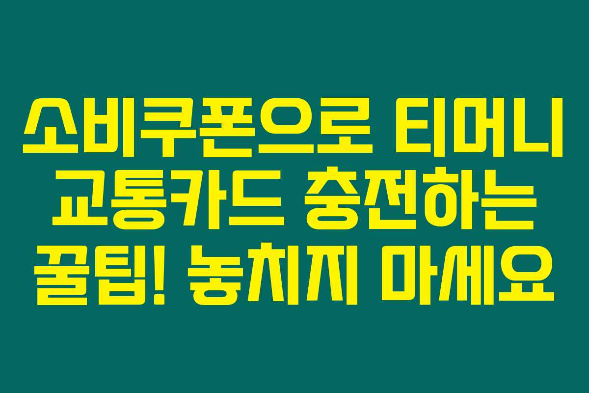 소비쿠폰으로 티머니 교통카드 충전하는 꿀팁! 놓치지 마세요