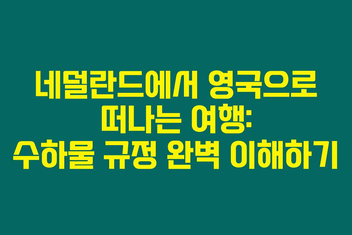 네덜란드에서 영국으로 떠나는 여행: 수하물 규정 완벽 이해하기