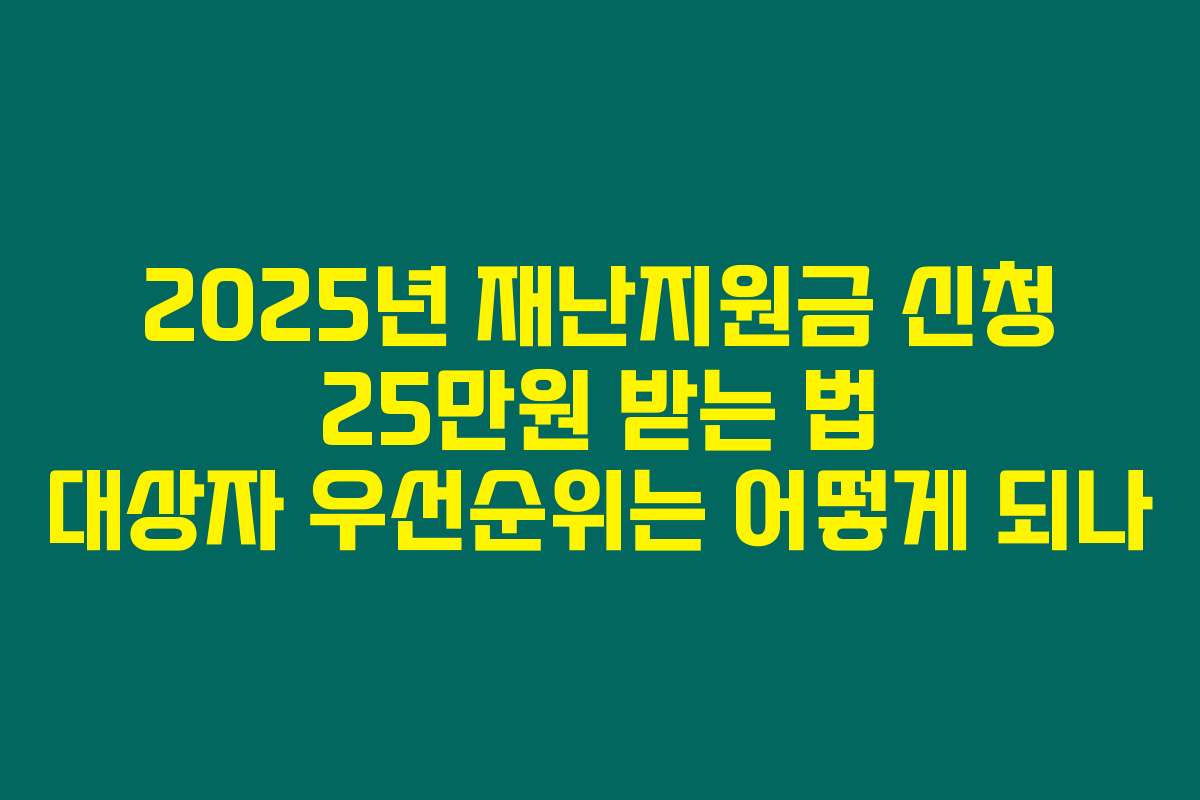 2025년 재난지원금 신청 25만원 받는 법 대상자 우선순위는 어떻게 되나