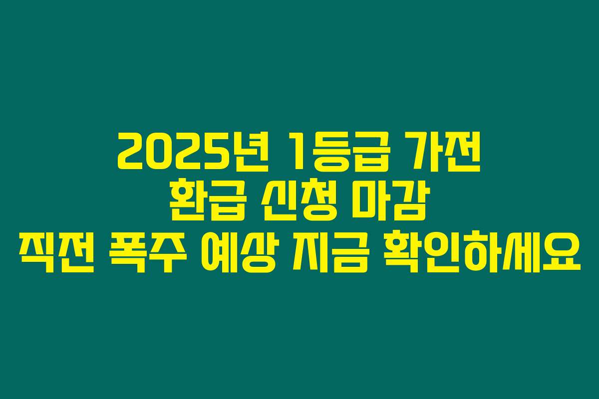 2025년 1등급 가전 환급 신청 마감 직전 폭주 예상 지금 확인하세요