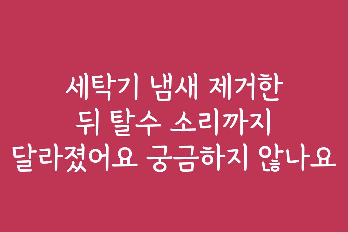 세탁기 냄새 제거한 뒤 탈수 소리까지 달라졌어요 궁금하지 않나요
