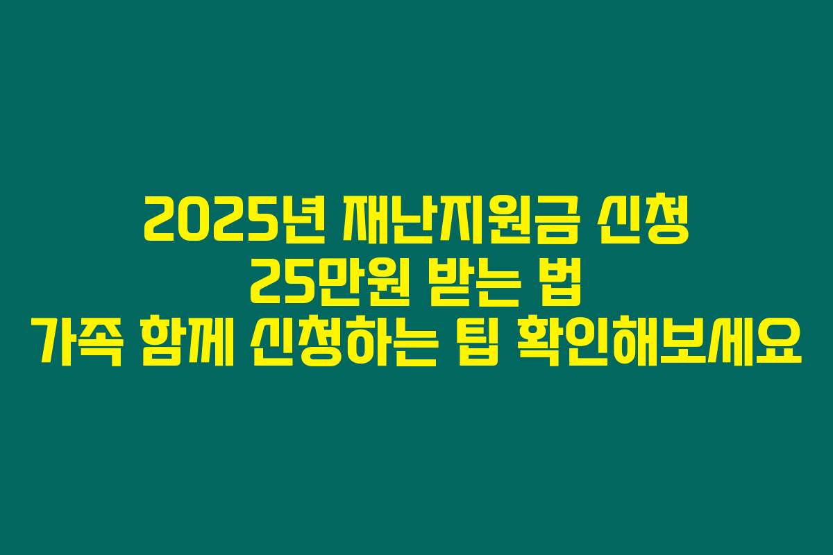 2025년 재난지원금 신청 25만원 받는 법 가족 함께 신청하는 팁 확인해보세요