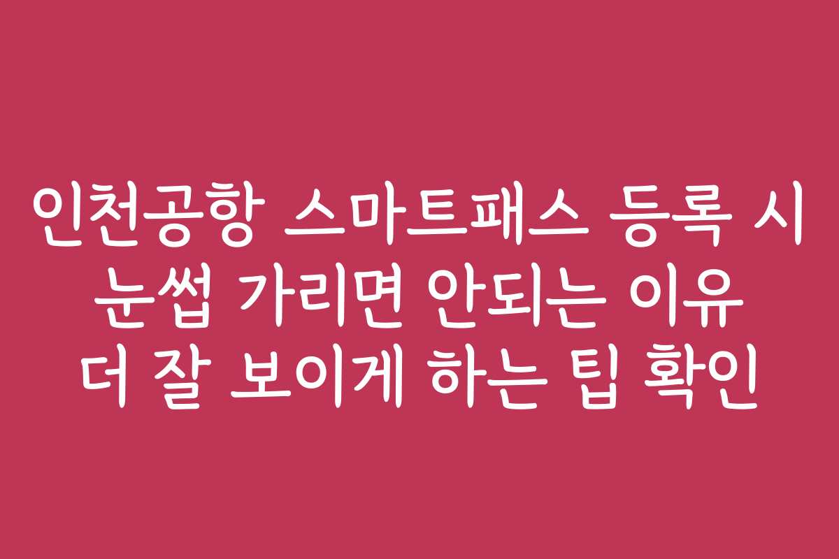인천공항 스마트패스 등록 시 눈썹 가리면 안되는 이유 더 잘 보이게 하는 팁 확인
