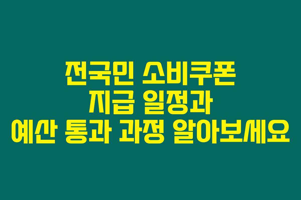 전국민 소비쿠폰 지급 일정과 예산 통과 과정 알아보세요