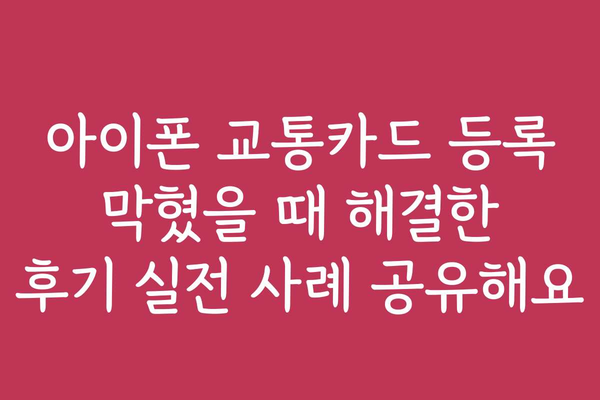 아이폰 교통카드 등록 막혔을 때 해결한 후기 실전 사례 공유해요