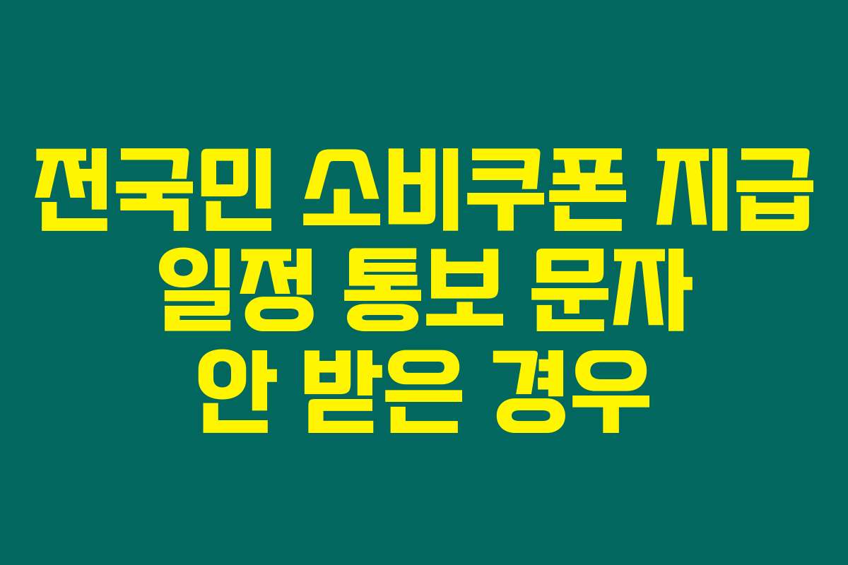 전국민 소비쿠폰 지급 일정 통보 문자 안 받은 경우