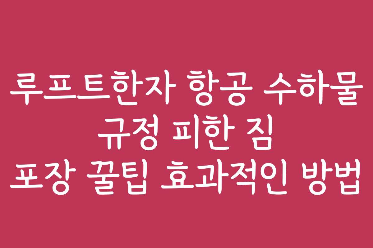 루프트한자 항공 수하물 규정 피한 짐 포장 꿀팁 효과적인 방법