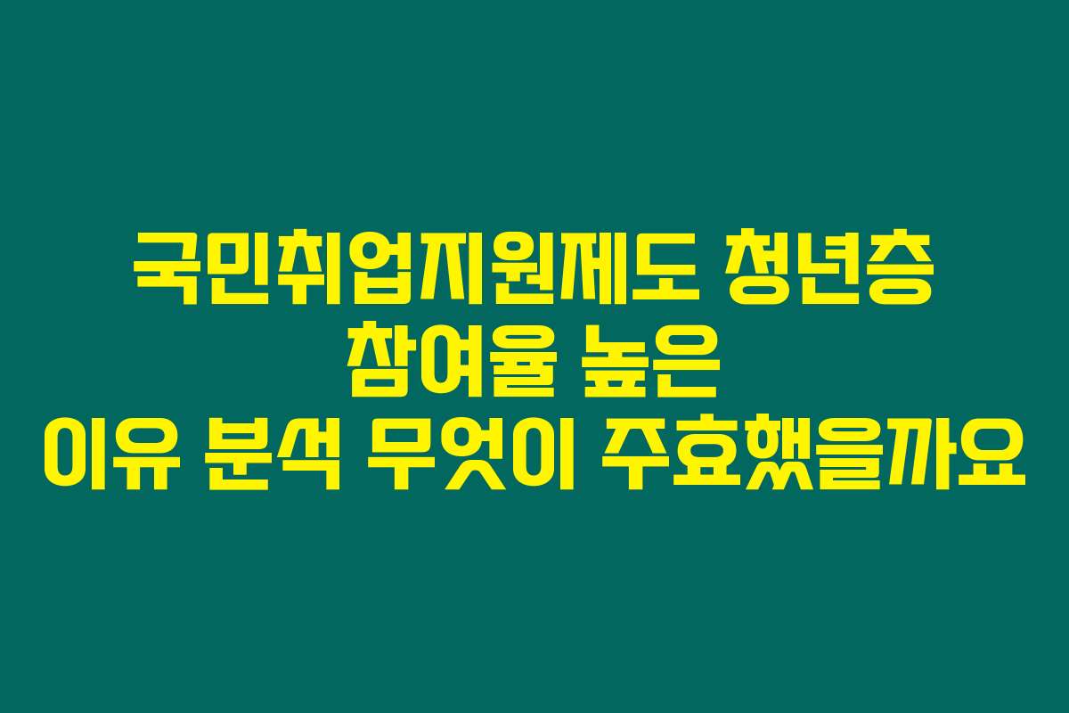 국민취업지원제도 청년층 참여율 높은 이유 분석 무엇이 주효했을까요