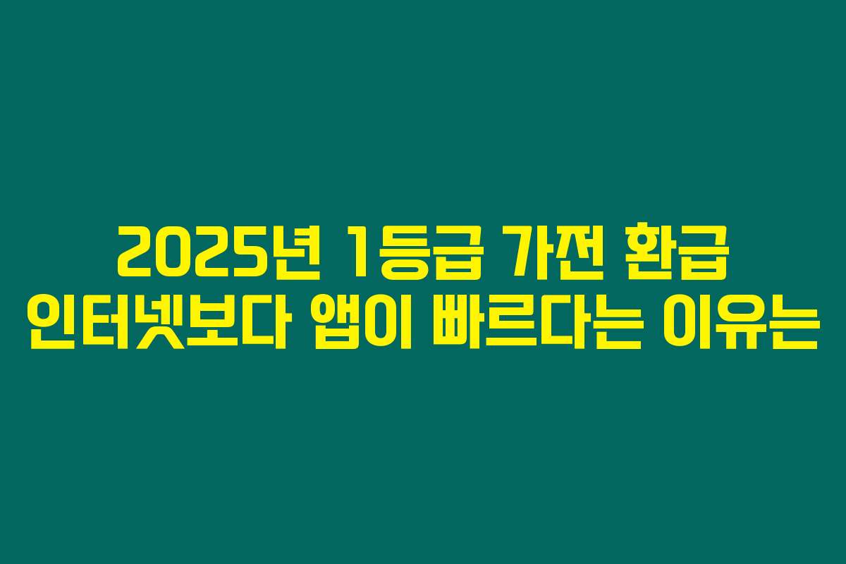 2025년 1등급 가전 환급 인터넷보다 앱이 빠르다는 이유는