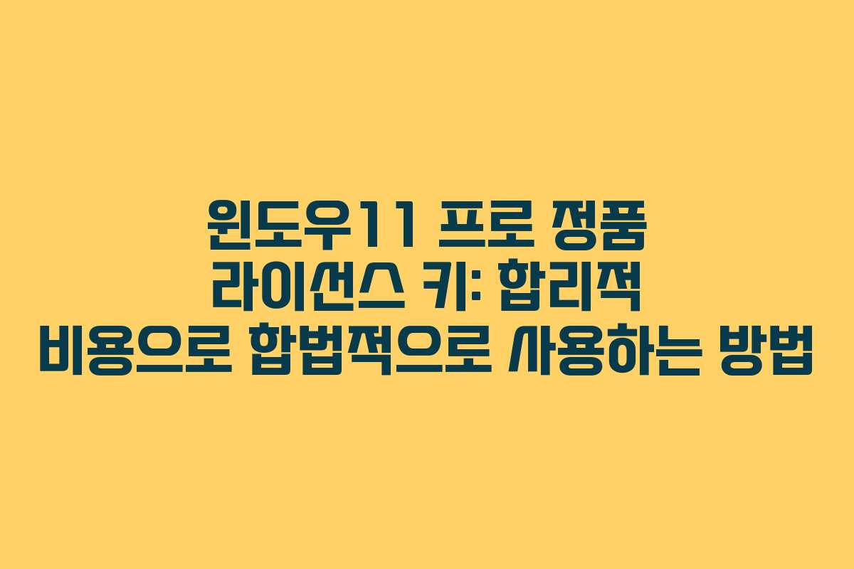 윈도우11 프로 정품 라이선스 키: 합리적 비용으로 합법적으로 사용하는 방법