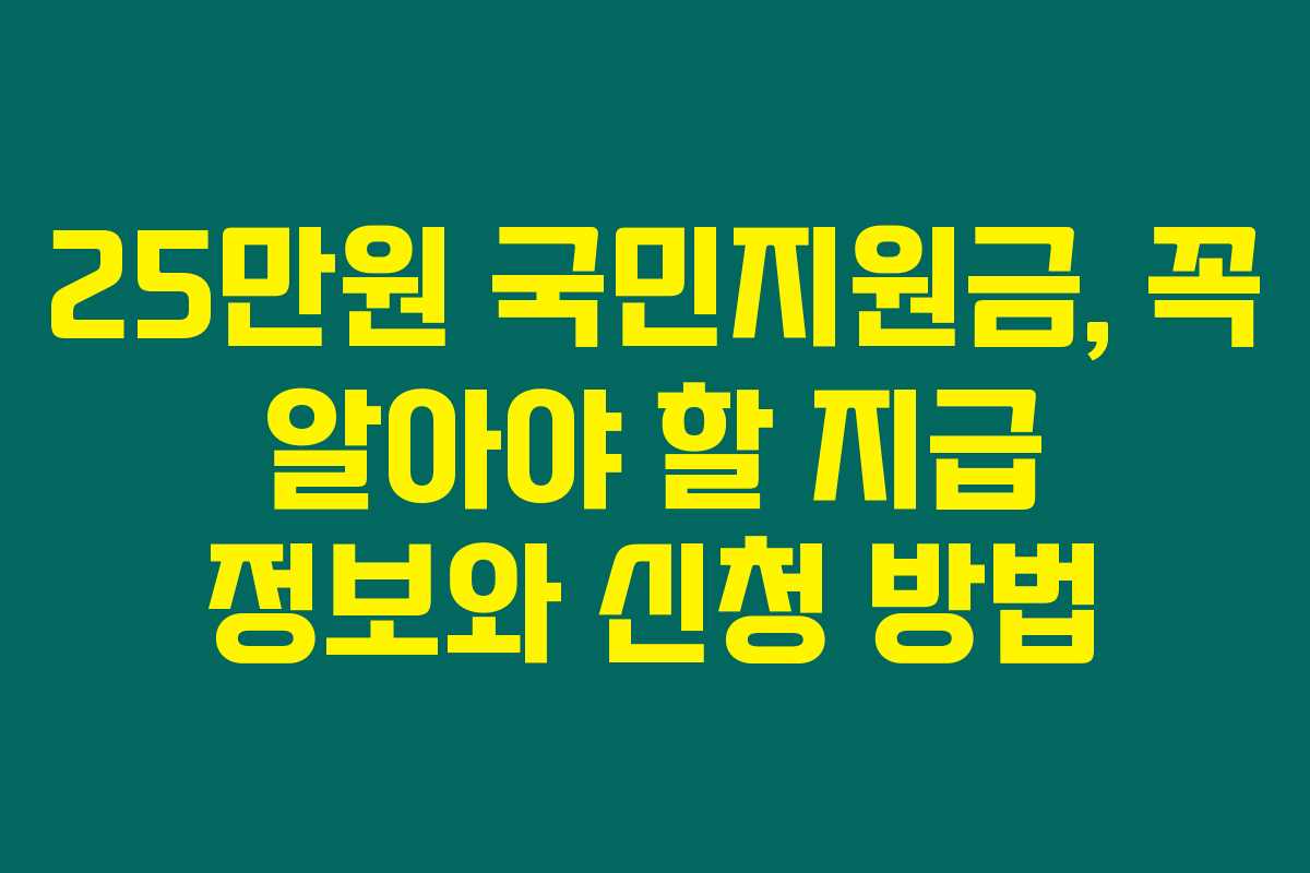 25만원 국민지원금, 꼭 알아야 할 지급 정보와 신청 방법