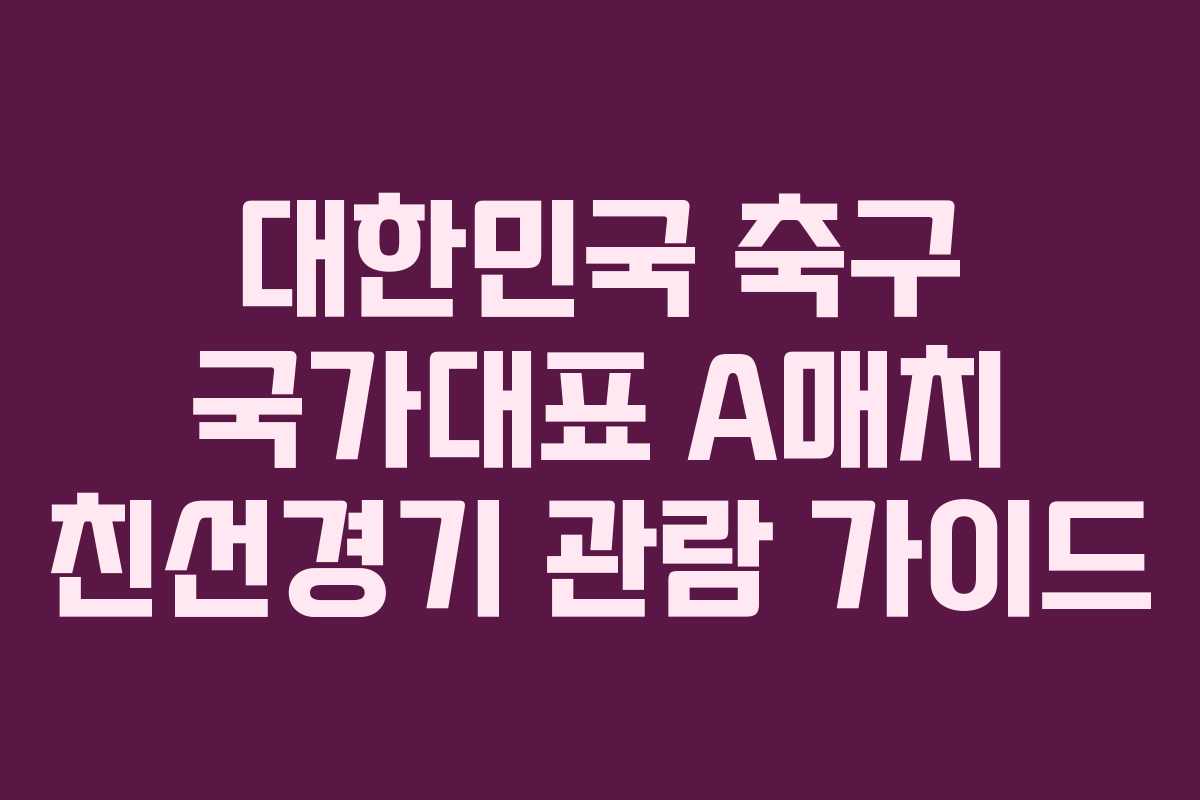 대한민국 축구 국가대표 A매치 친선경기 관람 가이드