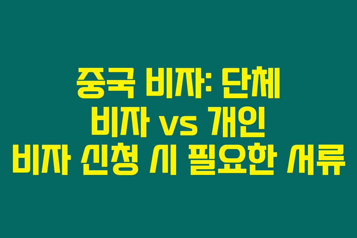 중국 비자: 단체 비자 vs 개인 비자 신청 시 필요한 서류