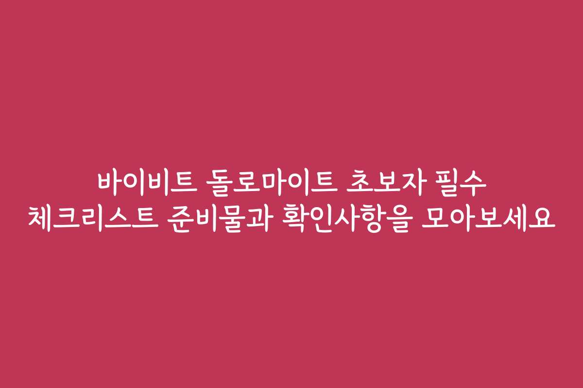 바이비트 돌로마이트 초보자 필수 체크리스트 준비물과 확인사항을 모아보세요