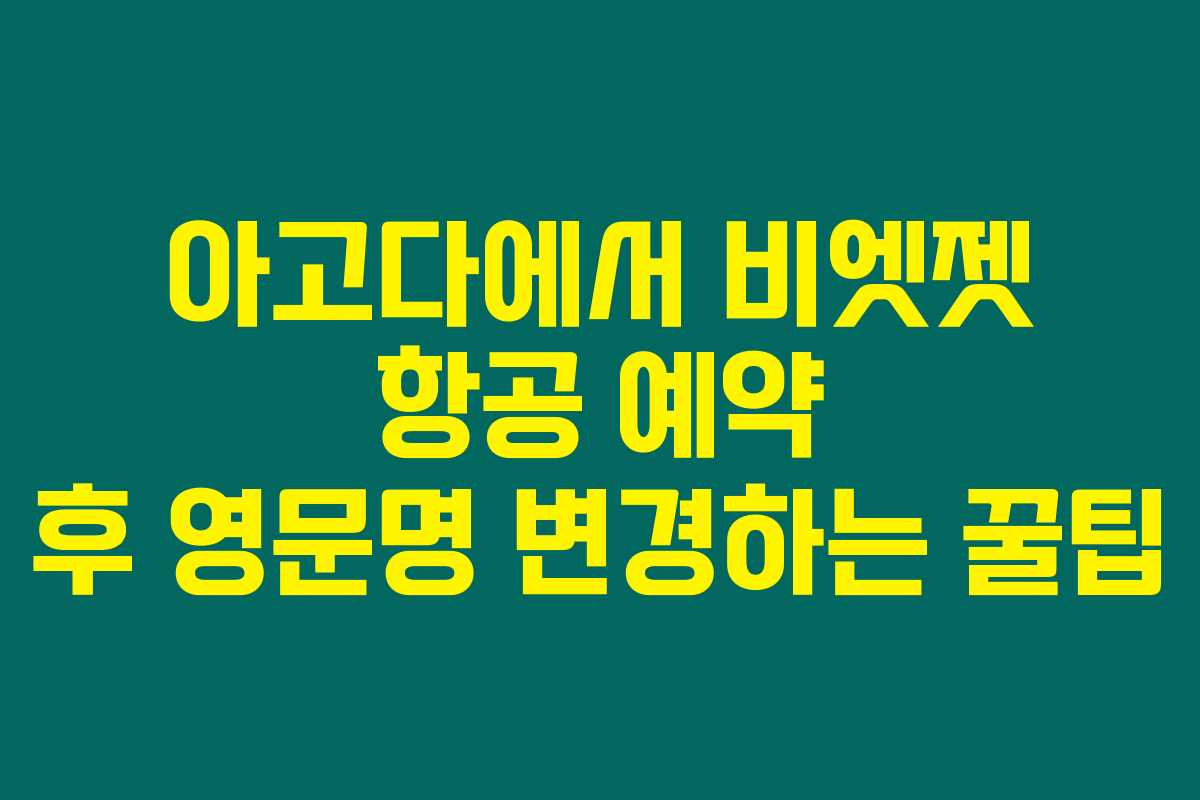 아고다에서 비엣젯 항공 예약 후 영문명 변경하는 꿀팁