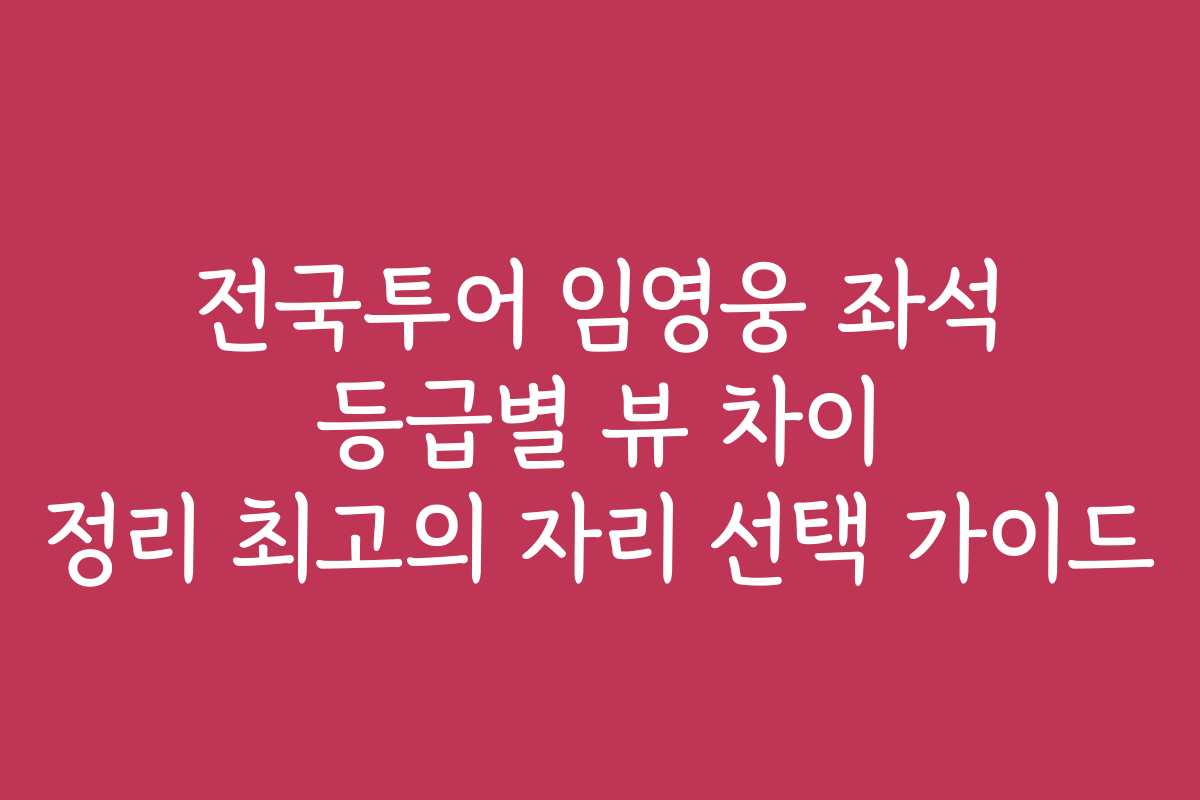 전국투어 임영웅 좌석 등급별 뷰 차이 정리 최고의 자리 선택 가이드