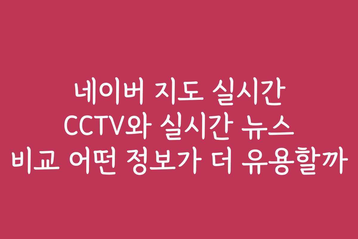 네이버 지도 실시간 CCTV와 실시간 뉴스 비교 어떤 정보가 더 유용할까