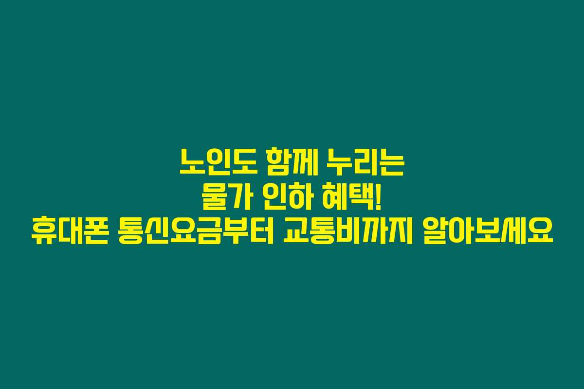 노인도 함께 누리는 물가 인하 혜택! 휴대폰 통신요금부터 교통비까지 알아보세요