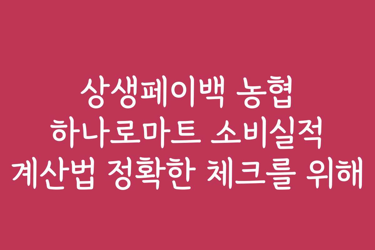 상생페이백 농협 하나로마트 소비실적 계산법 정확한 체크를 위해