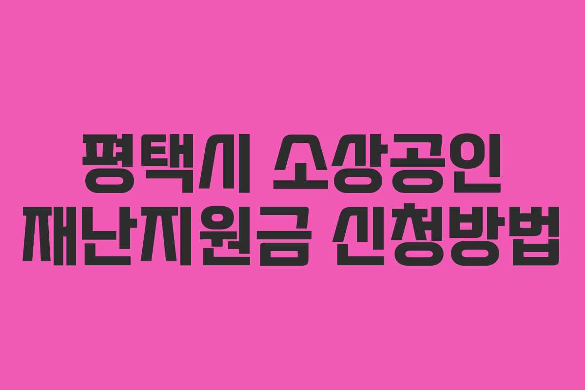 평택시 소상공인 재난지원금 신청방법