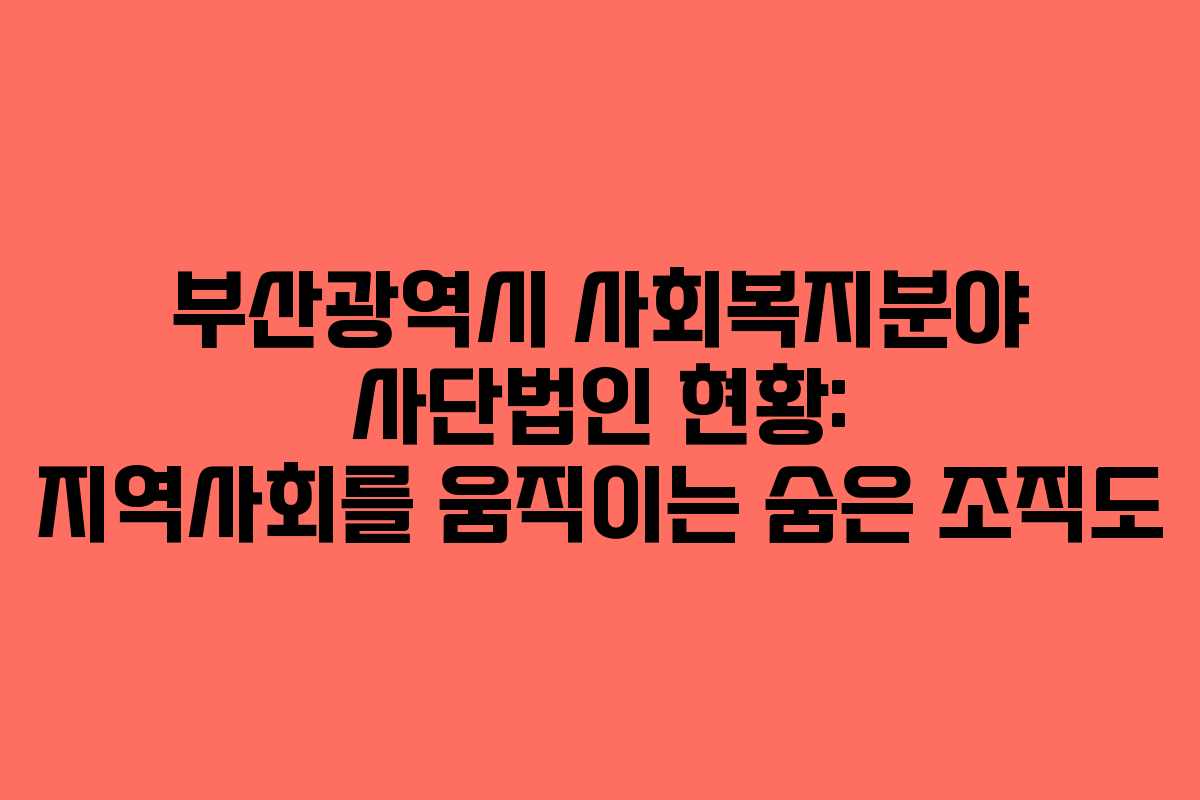 부산광역시 사회복지분야 사단법인 현황: 지역사회를 움직이는 숨은 조직도
