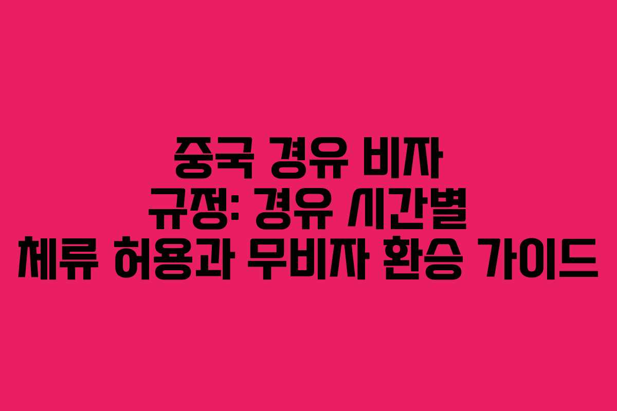 중국 경유 비자 규정: 경유 시간별 체류 허용과 무비자 환승 가이드