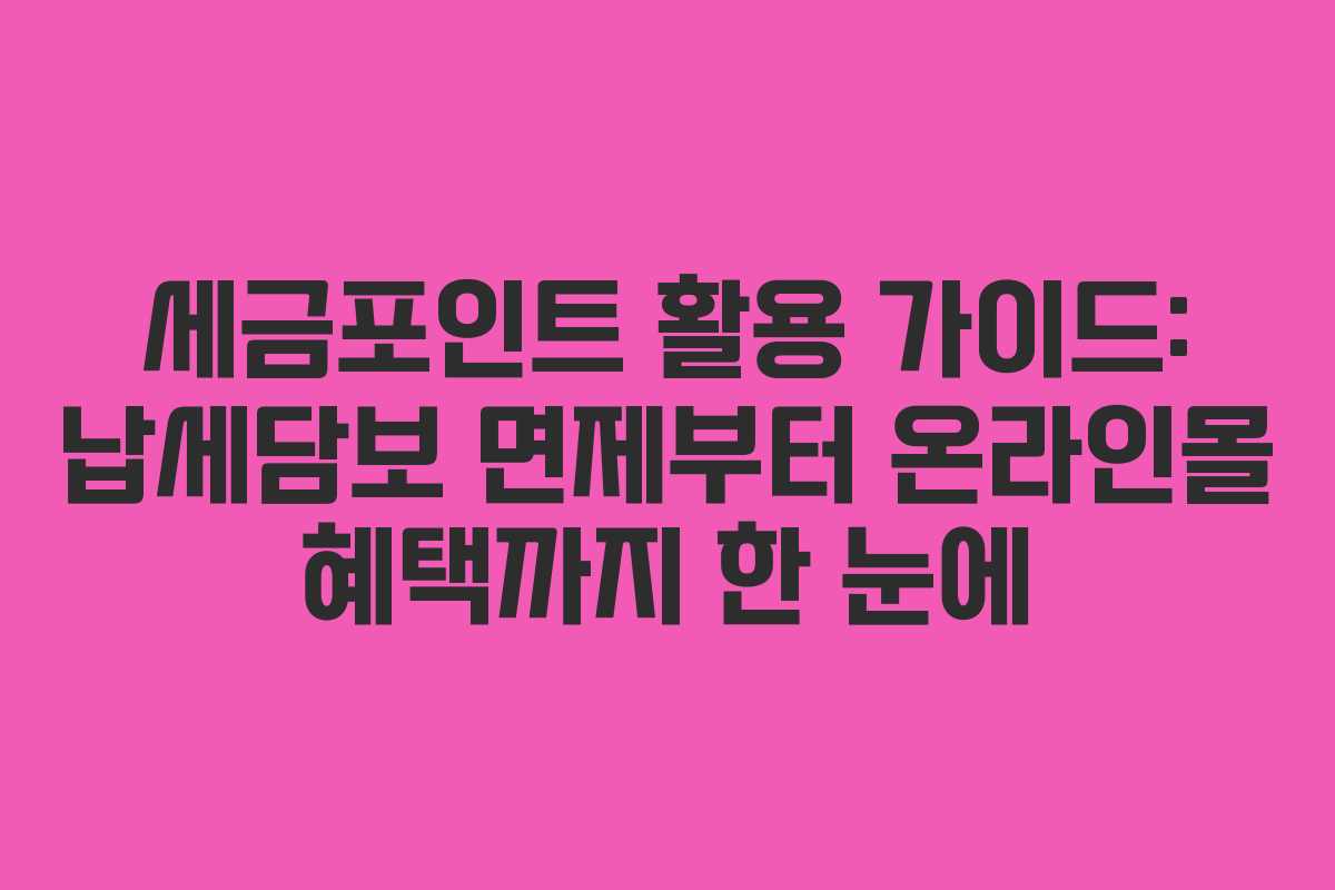 세금포인트 활용 가이드: 납세담보 면제부터 온라인몰 혜택까지 한 눈에