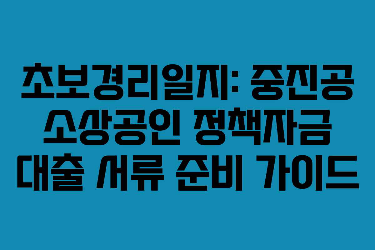 초보경리일지: 중진공 소상공인 정책자금 대출 서류 준비 가이드