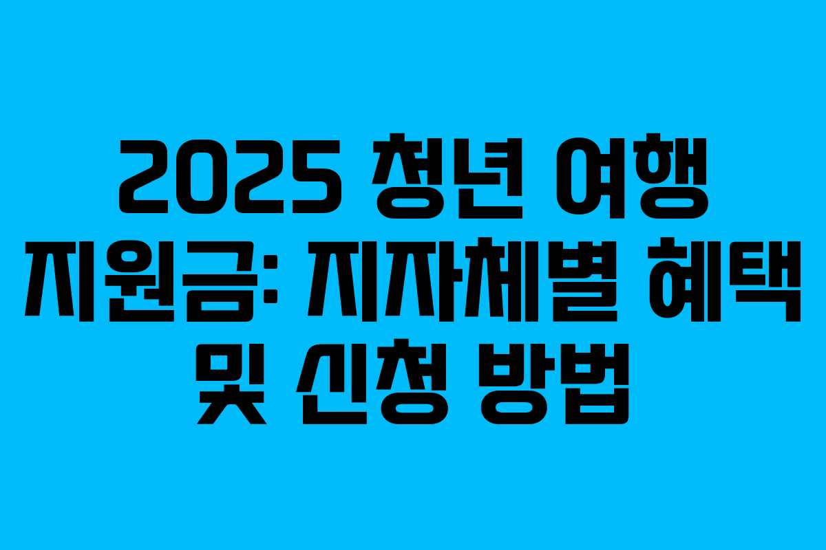 2025 청년 여행 지원금: 지자체별 혜택 및 신청 방법