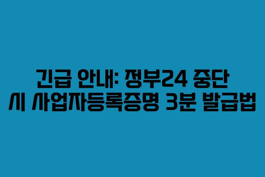 긴급 안내: 정부24 중단 시 사업자등록증명 3분 발급법