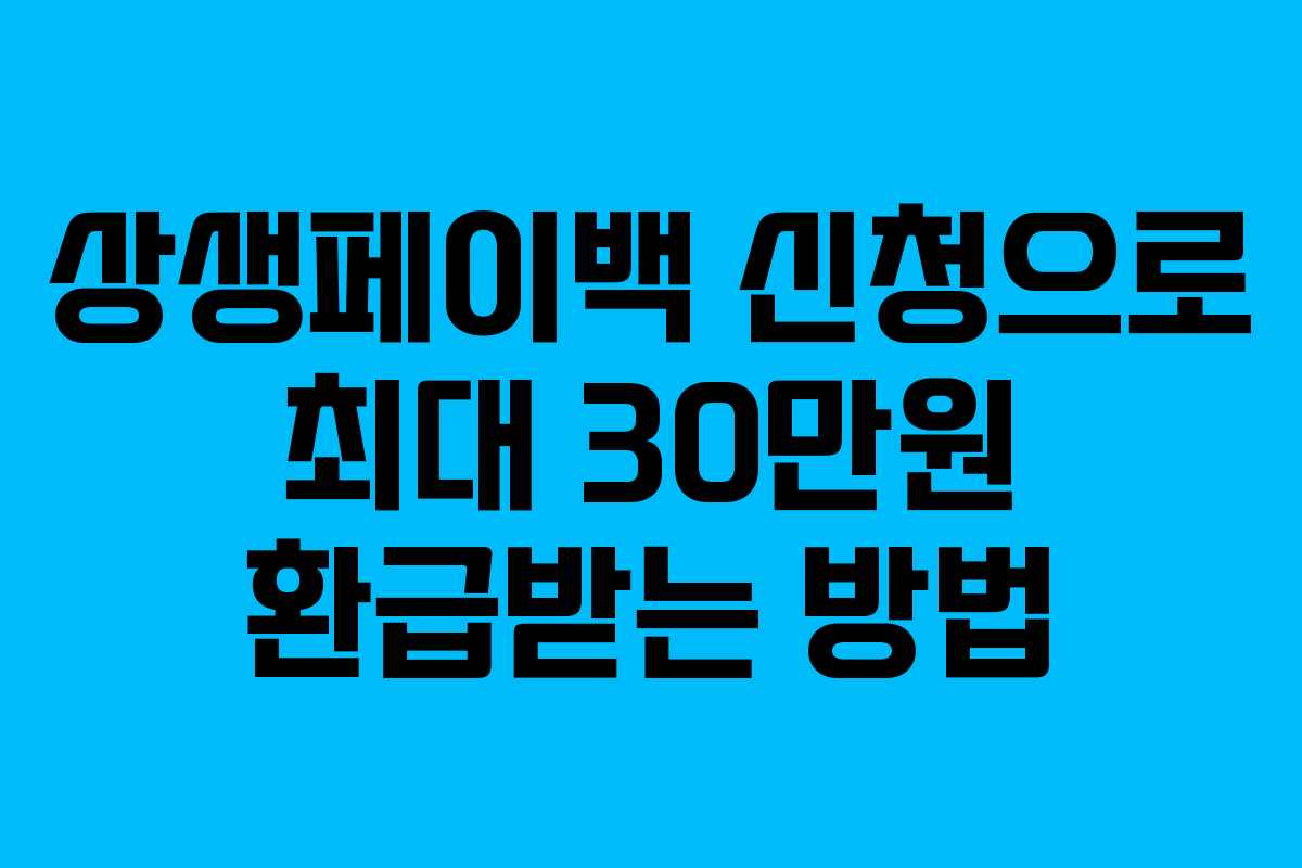 상생페이백 신청으로 최대 30만원 환급받는 방법