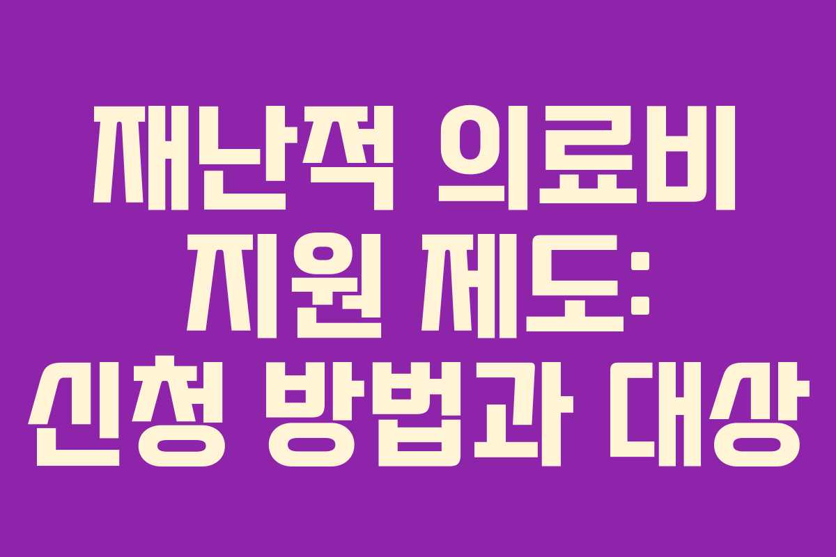 재난적 의료비 지원 제도: 신청 방법과 대상